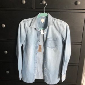 JCrew washed denim button down shirt